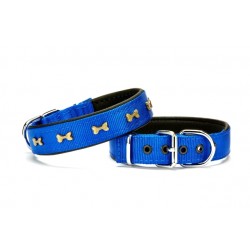 Doggie Kemik Metal Süslü Köpek Tasması 3*55 cm Medium Mavi