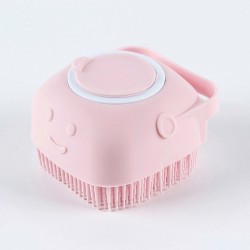 Markapet Şampuan Hazneli Kedi Köpek Silikon Duş Fırçası 11 cm Pembe