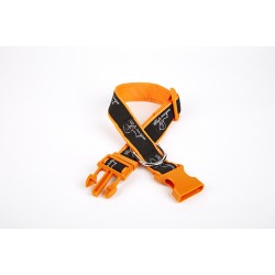 Doggie Köpek Desenli Dokuma Köpek Boyun Tasması 3 cm x 36-60 cm Turuncu