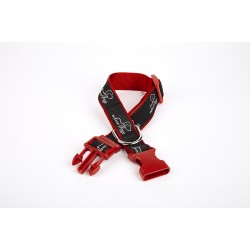 Doggie Köpek Desenli Dokuma Köpek Boyun Tasması 3 cm x 36-60 cm Kırmızı