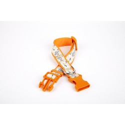 Doggie Köpek ve Pati Desenli Dokuma Köpek Boyun Tasması 3 cm x 36-60 cm Turuncu