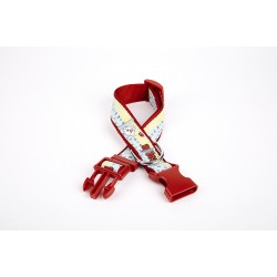 Doggie Pati Desenli Dokuma Köpek Boyun Tasması 3 cm x 36-60 cm Kırmızı