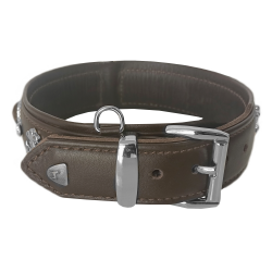 Markapet Deri Doğal Taşlı Köpek Boyun Tasması 44-50 cm Medium Kahverengi