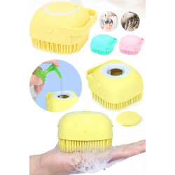 Markapet Şampuan Hazneli Kedi Köpek Silikon Duş Fırçası 11 cm Sarı