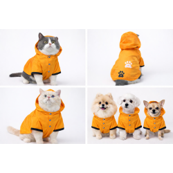Kapşonlu Ve Astarlı Kedi Ve Köpek Yağmurluğu Turuncu-Kahverengi Large 42 cm-52 cm