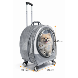 Jumbo Fileli Tekerlekli Kedi Köpek Taşıma Çantası 45 x 50 x 27 cm Gri 15 kg
