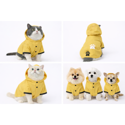 Kapşonlu Ve Astarlı Kedi Ve Köpek Yağmurluğu Sarı-Turuncu Medium 38 cm-46 cm
