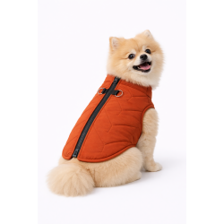 Fermuarlı Şişme Kedi Ve Köpek Montu Kremit-Krem Rengi Large 42 cm-52 cm