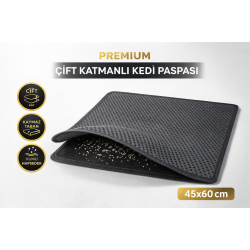 Kedi Elekli Tuvalet Önü Kum Tutucu Paspas  45 cm - 60 cm Gri