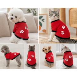 Pati Desenli Swit Kedi Ve Köpek Kıyafeti Kırmızı Small 32 cm-38 cm