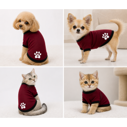 Pati Desenli Swit Kedi Ve Köpek Kıyafeti Bordo Medium 34 cm-44 cm